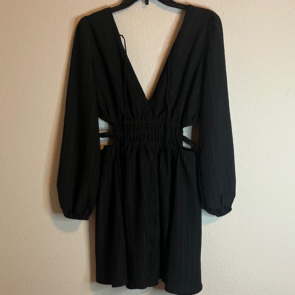 Blush Black Long Sleeve Dress With Cut-Outs